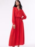 Baukjen Ania Tie-Neck Midi Shirt Dress, Crimson Red