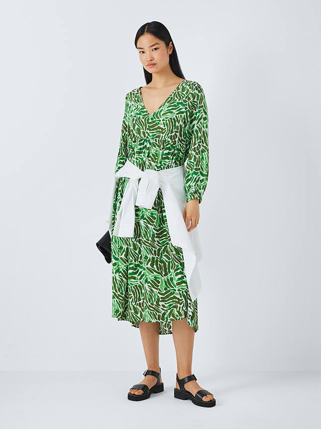 John Lewis ANYDAY Solare Print Midi Dress, Green/Multi