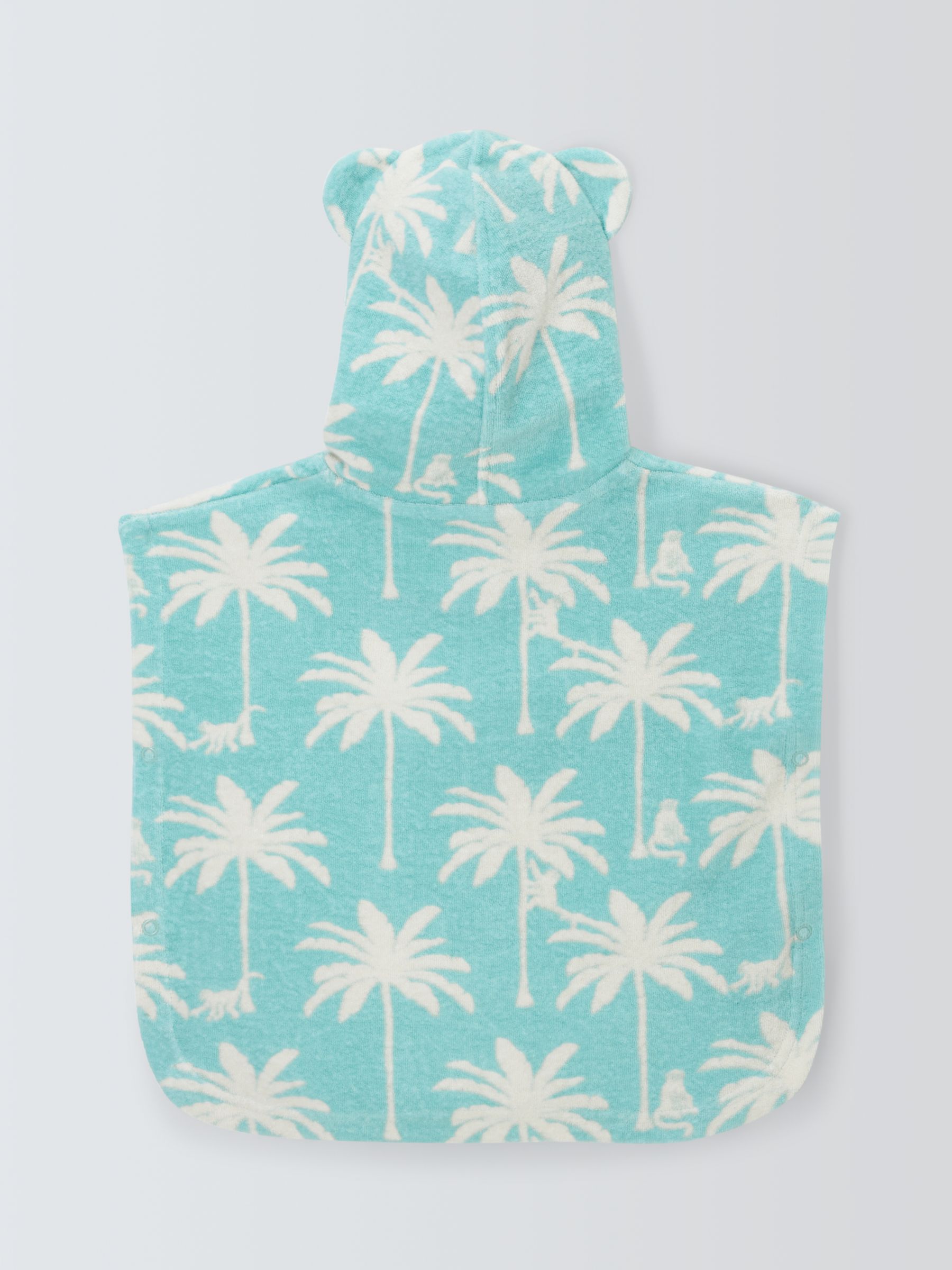 John Lewis Baby Palm Tree Hooded Towel Poncho, Green, 0-6 months