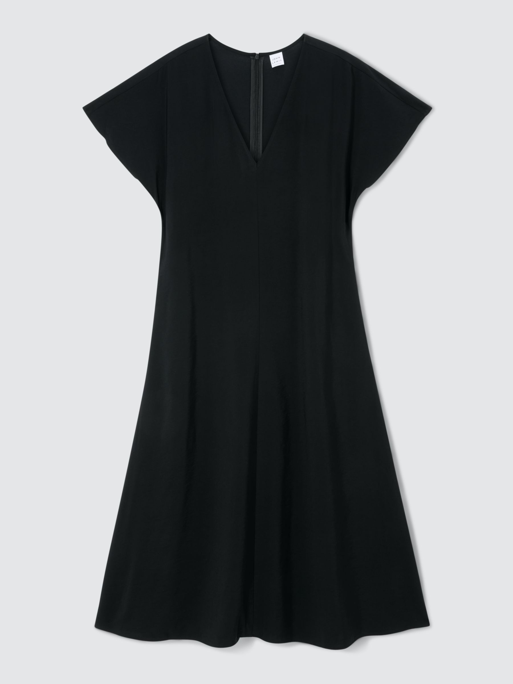John Lewis Short Sleeve Twill Dress, Black, 8