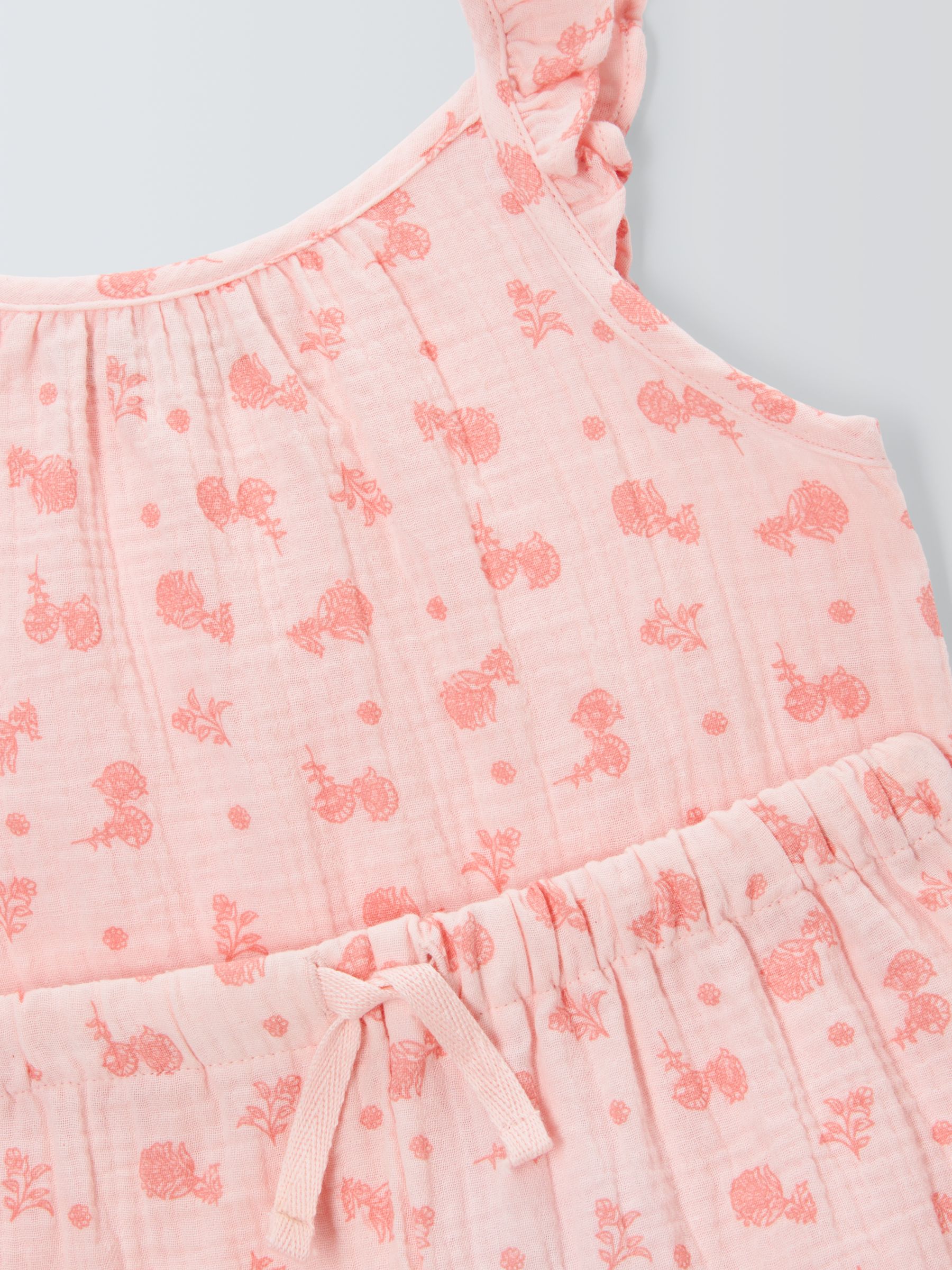 Buy John Lewis Kids' Floral Cotton Muslin Shortie Pyjama Set, Pink Online at johnlewis.com