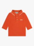 BOSS Baby Logo Long Sleeve Polo Shirt, Dark Orange