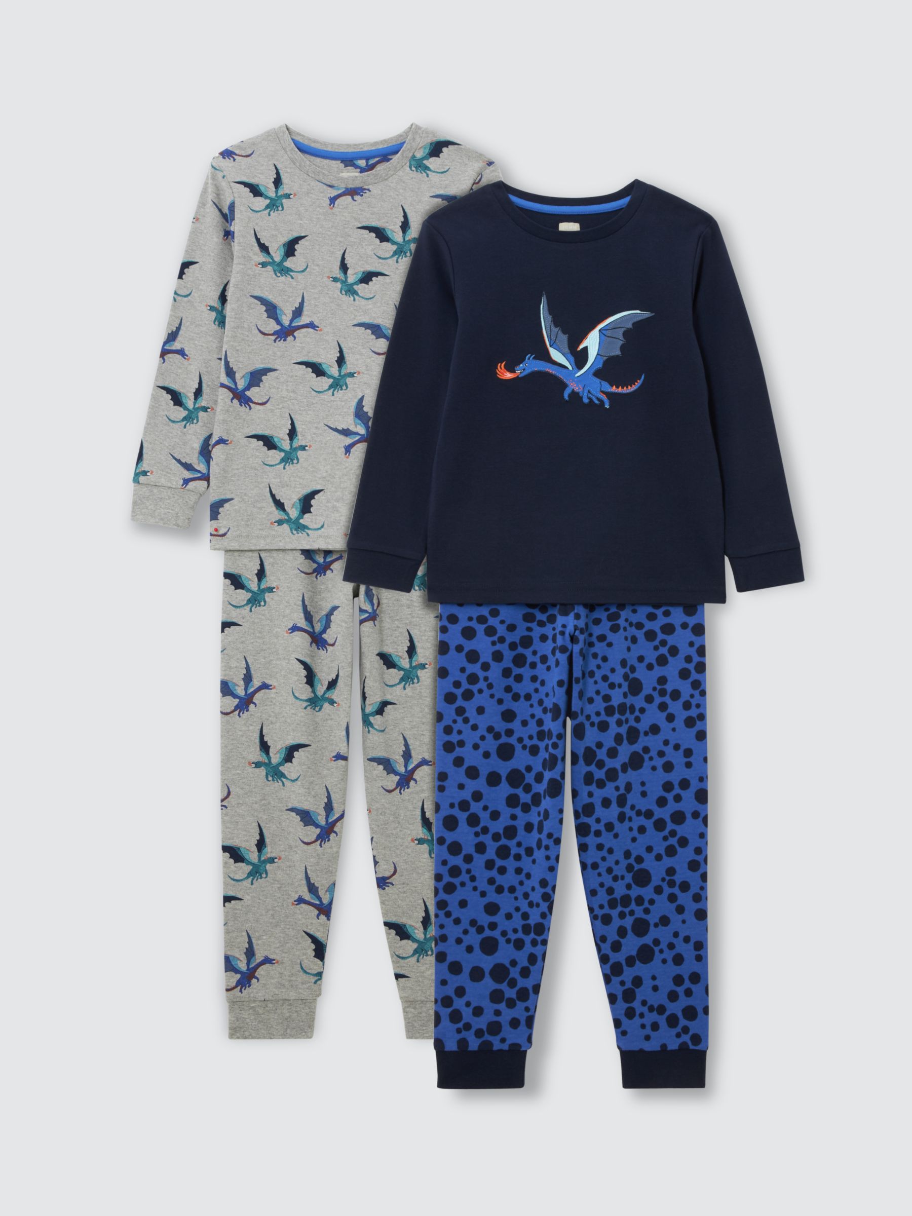 Buy John Lewis Kids' Fiery Dragon Pyjamas, Pack of 2, Multi Online at johnlewis.com