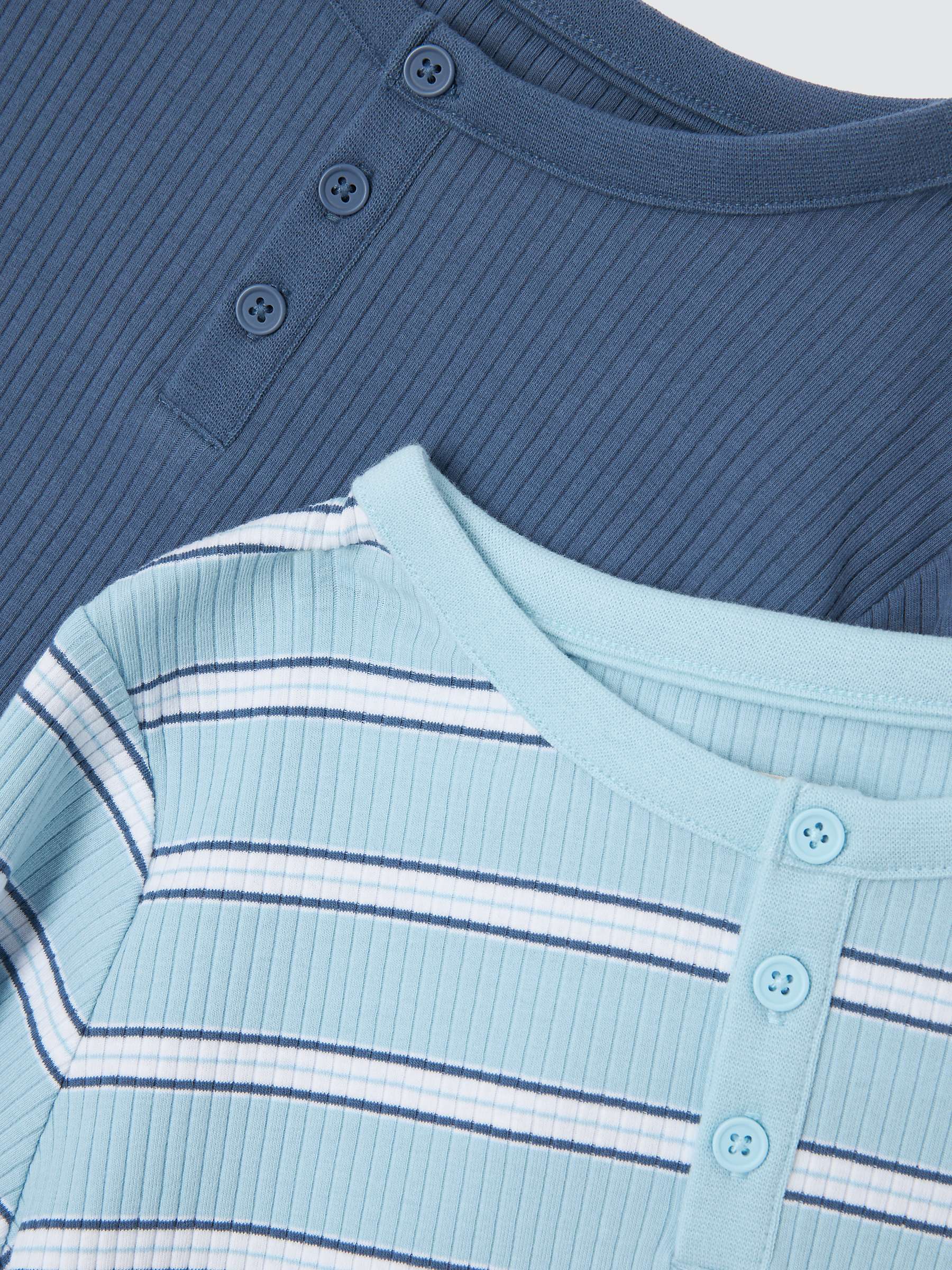 Buy John Lewis Kids' Stripe Rib Knit Pyjamas, Set Of 2, Blue Online at johnlewis.com