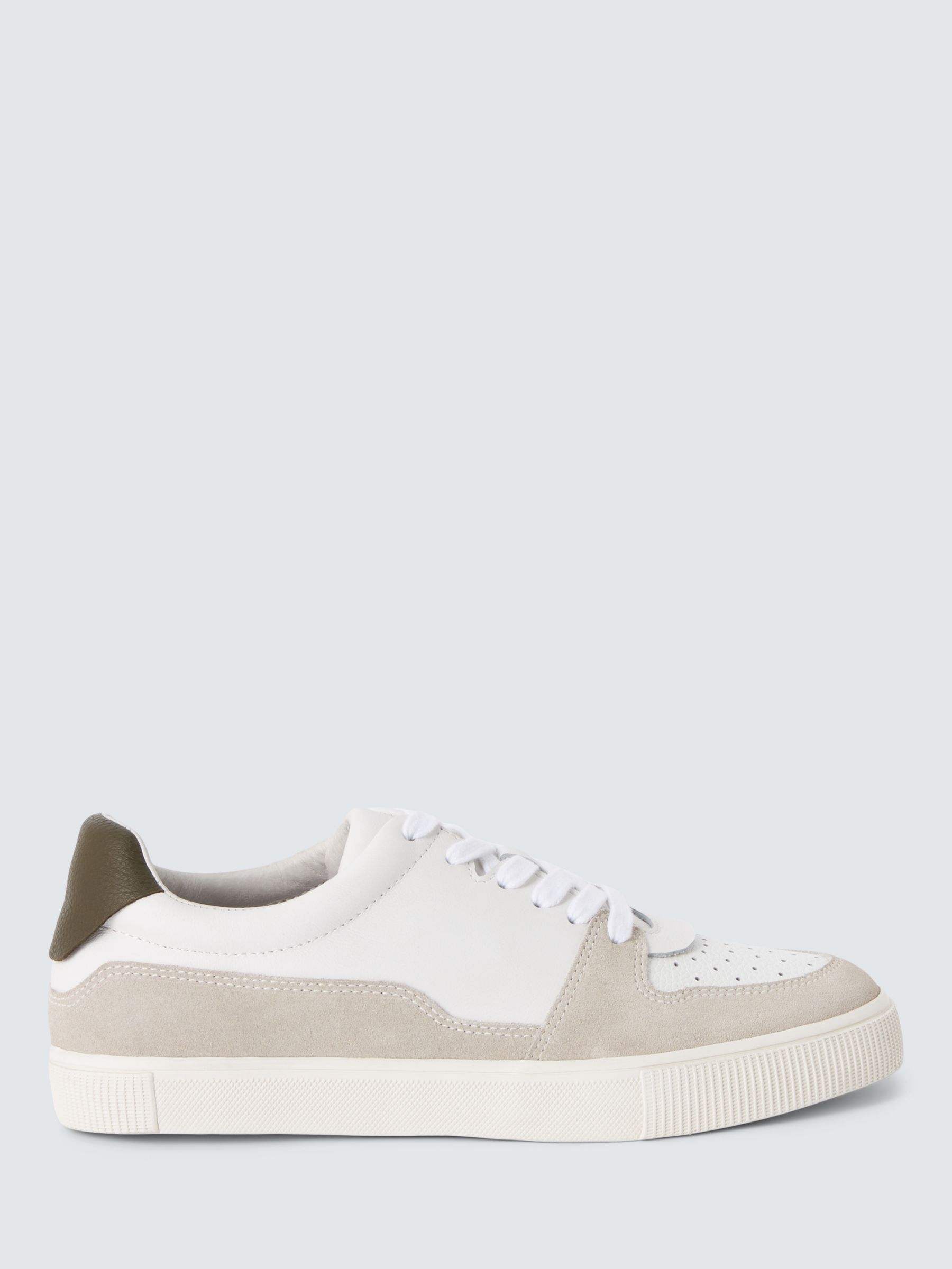 John Lewis Fable Perforated Mixed Material Lace Up Trainers, Off White, 6