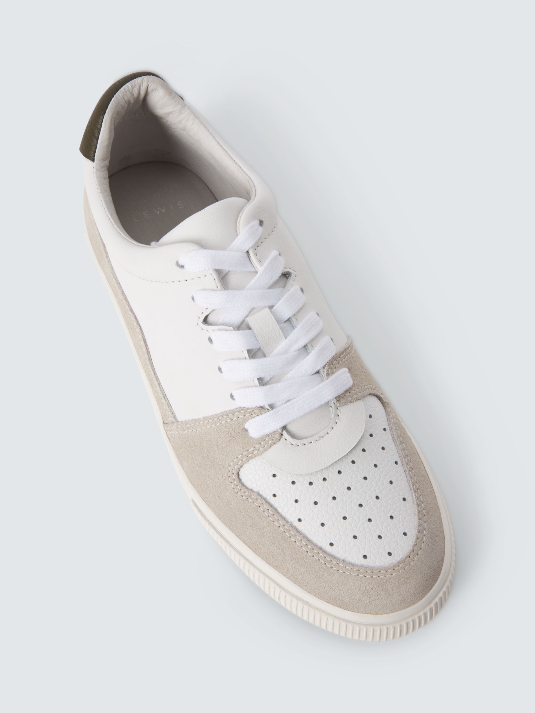 Buy John Lewis Fable Perforated Mixed Material Lace Up Trainers, Off White Online at johnlewis.com