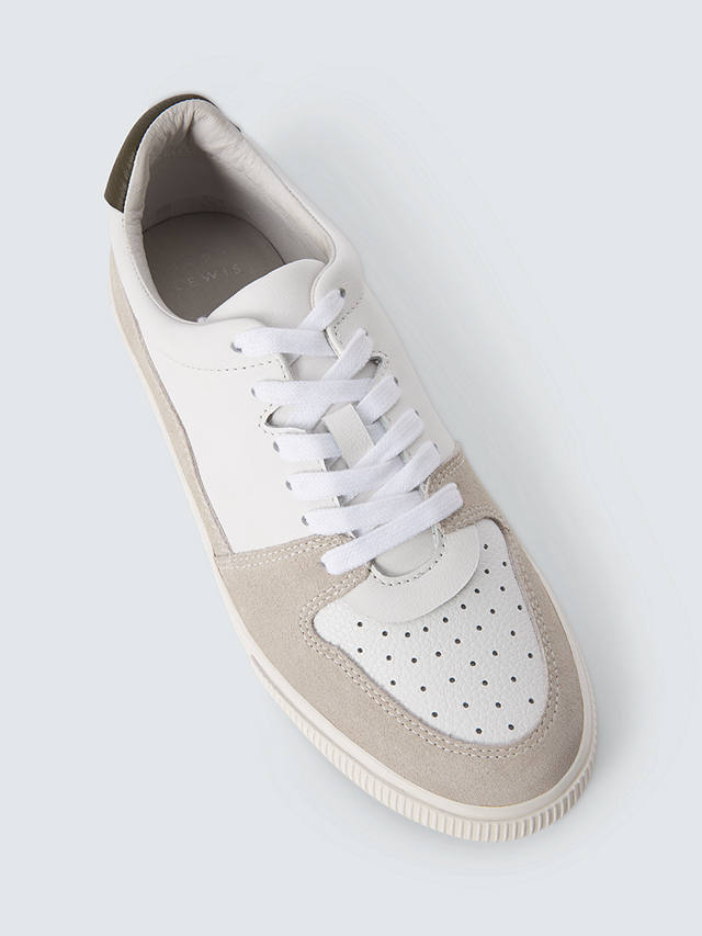 John Lewis Fable Perforated Mixed Material Lace Up Trainers, Off White