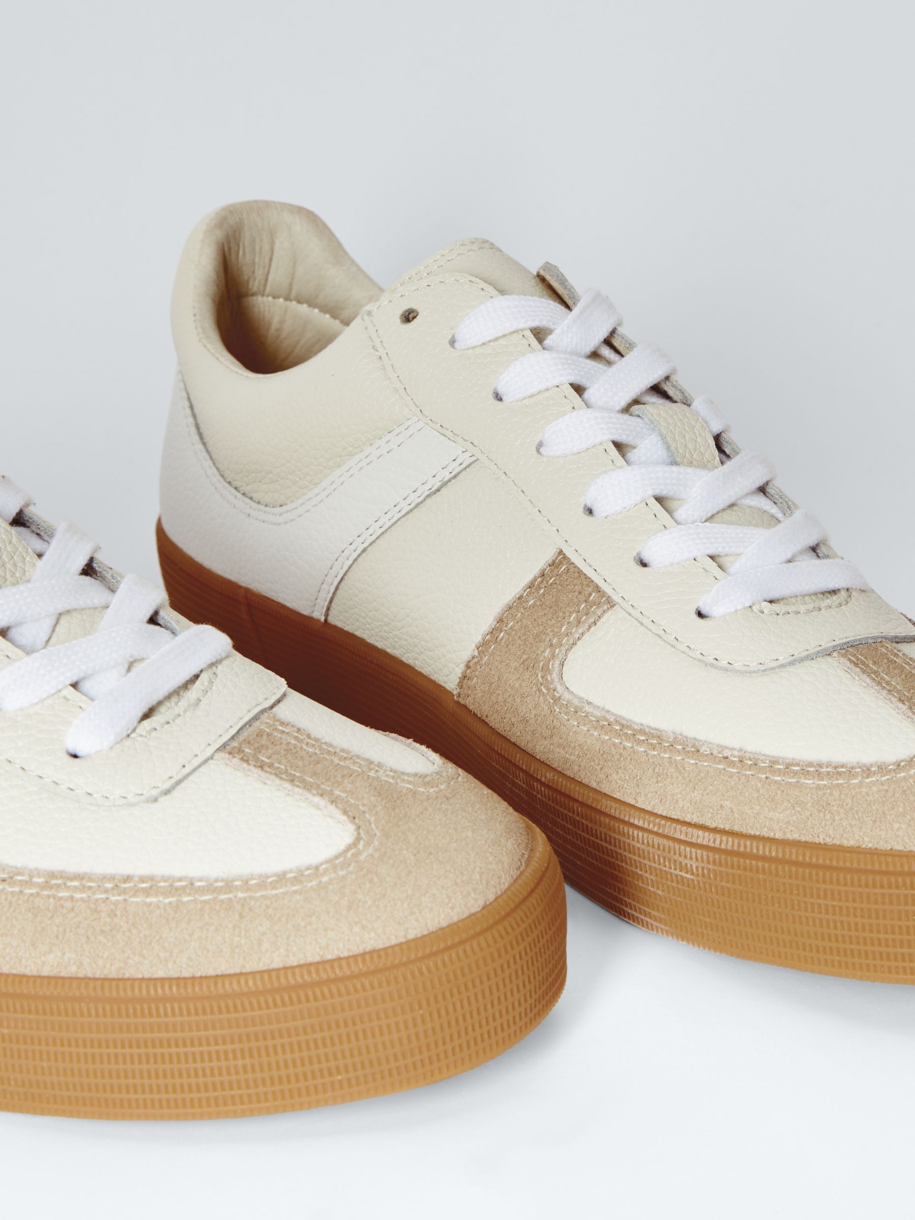 Buy John Lewis Felixe Leather Two Tone Vulcanised Trainers, Off White Online at johnlewis.com