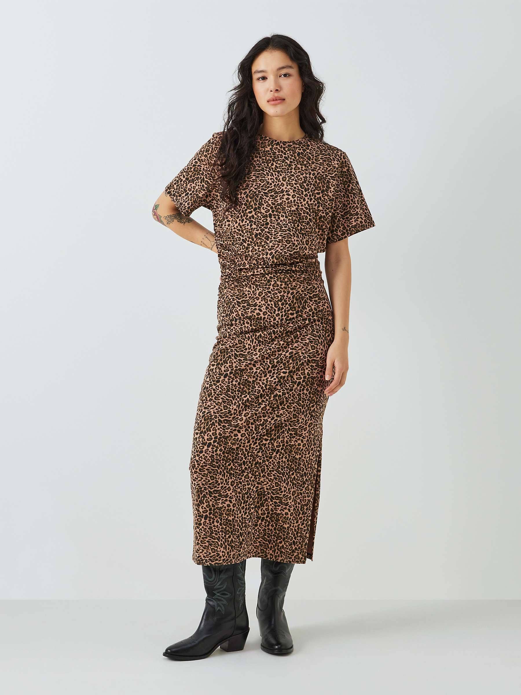 Buy AND/OR Larissa Animal Print Jersey Midi Dress, Neutral Online at johnlewis.com