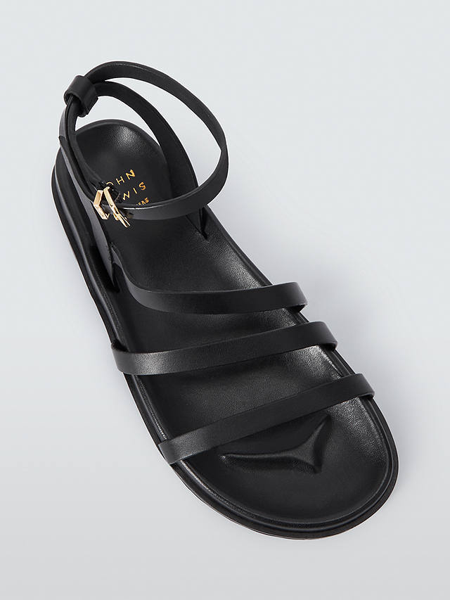 John Lewis Lama Leather Strappy Footbed Sandals, Black