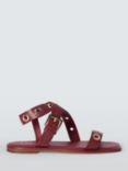 John Lewis Luxe Leather Eyelet Strappy Sandals, Rhubarb