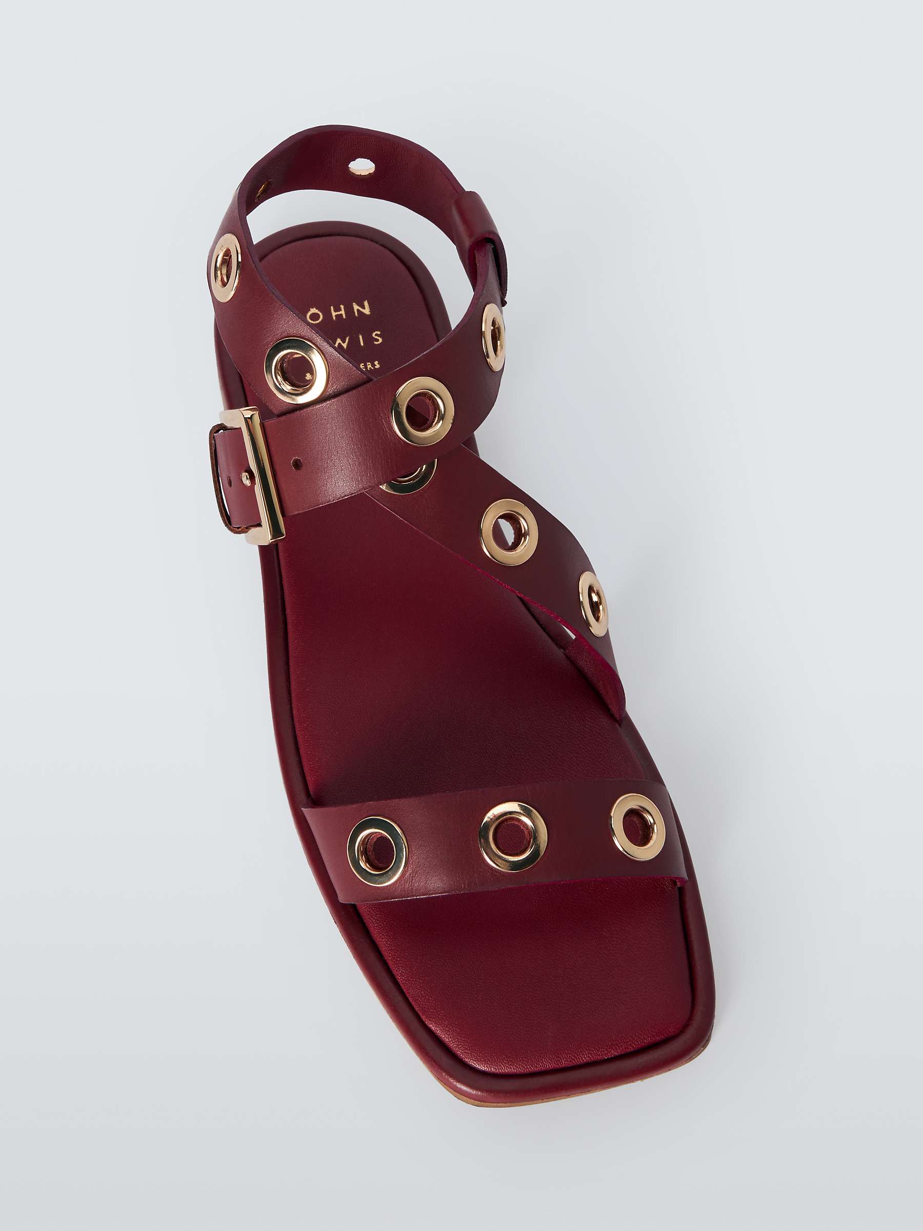 Buy John Lewis Luxe Leather Eyelet Strappy Sandals, Rhubarb Online at johnlewis.com