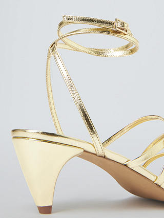 AND/OR Iris Leather Feature Heel Strappy Low Sandals, Gold