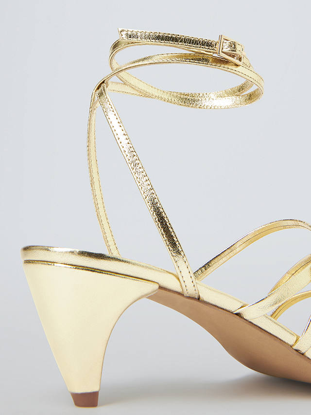 AND/OR Iris Leather Feature Heel Strappy Low Sandals, Gold
