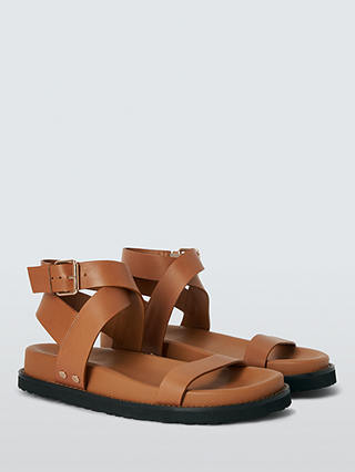 AND/OR Lavender Leather Chunky Footbed Sandals, Brown