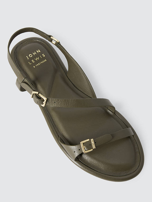 John Lewis Lu Kha Leather Mnin Buckle Strap Sandals, Olive