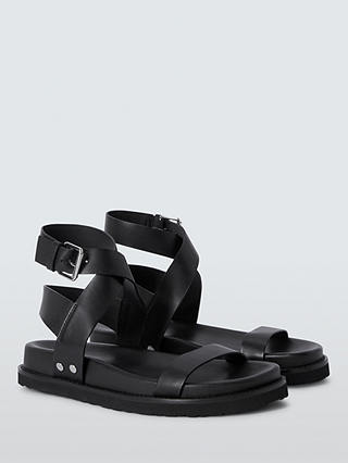 AND/OR Lavender Leather Chunky Footbed Sandals, Black