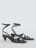 AND/OR Iris Leather Feature Heel Strappy Low Sandals, Black