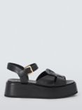 John Lewis Ladder Leather Flatform Gladiator Sandals, Black