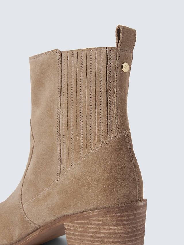 AND/OR Pixie Suede Heeled Chelsea Western Boots, Sand