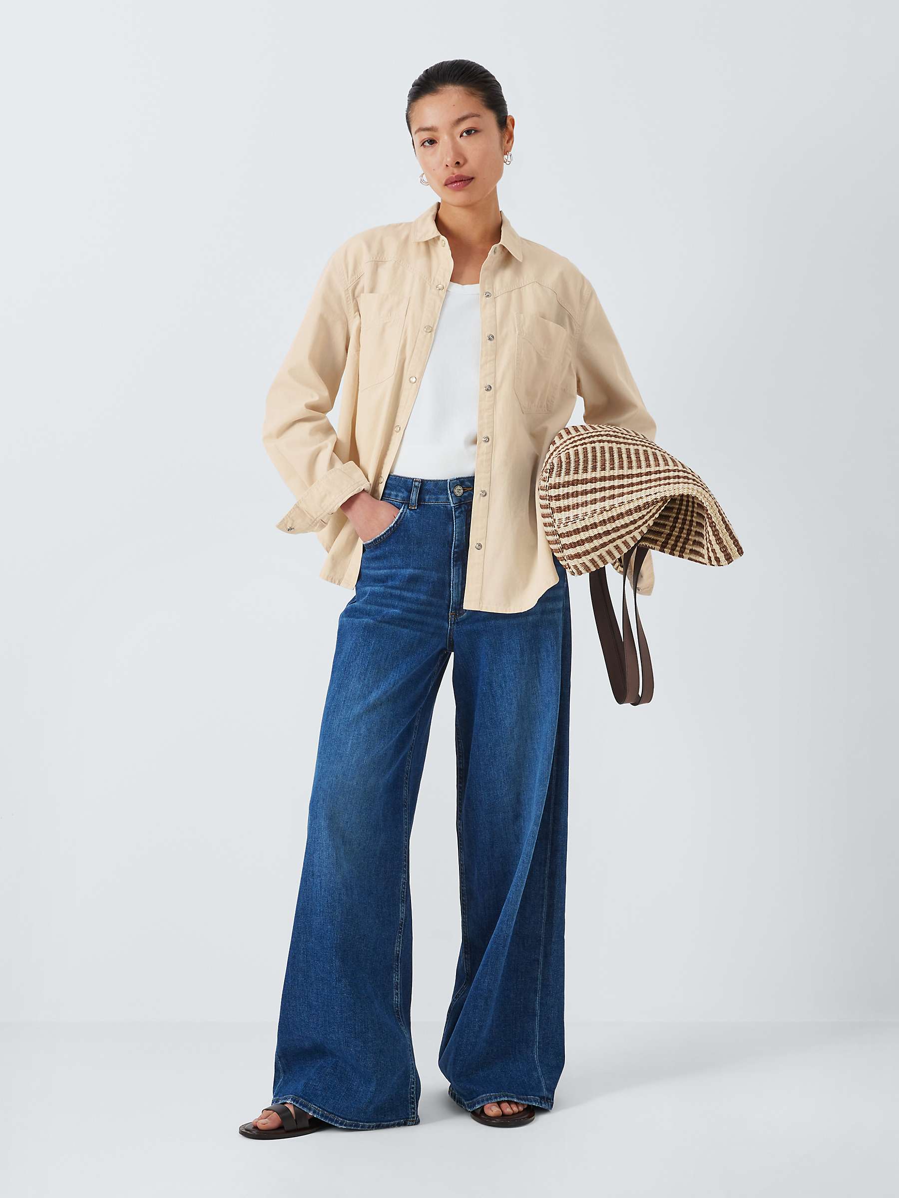 Buy AND/OR Indiana Cotton Utility Shirt, Stone Online at johnlewis.com