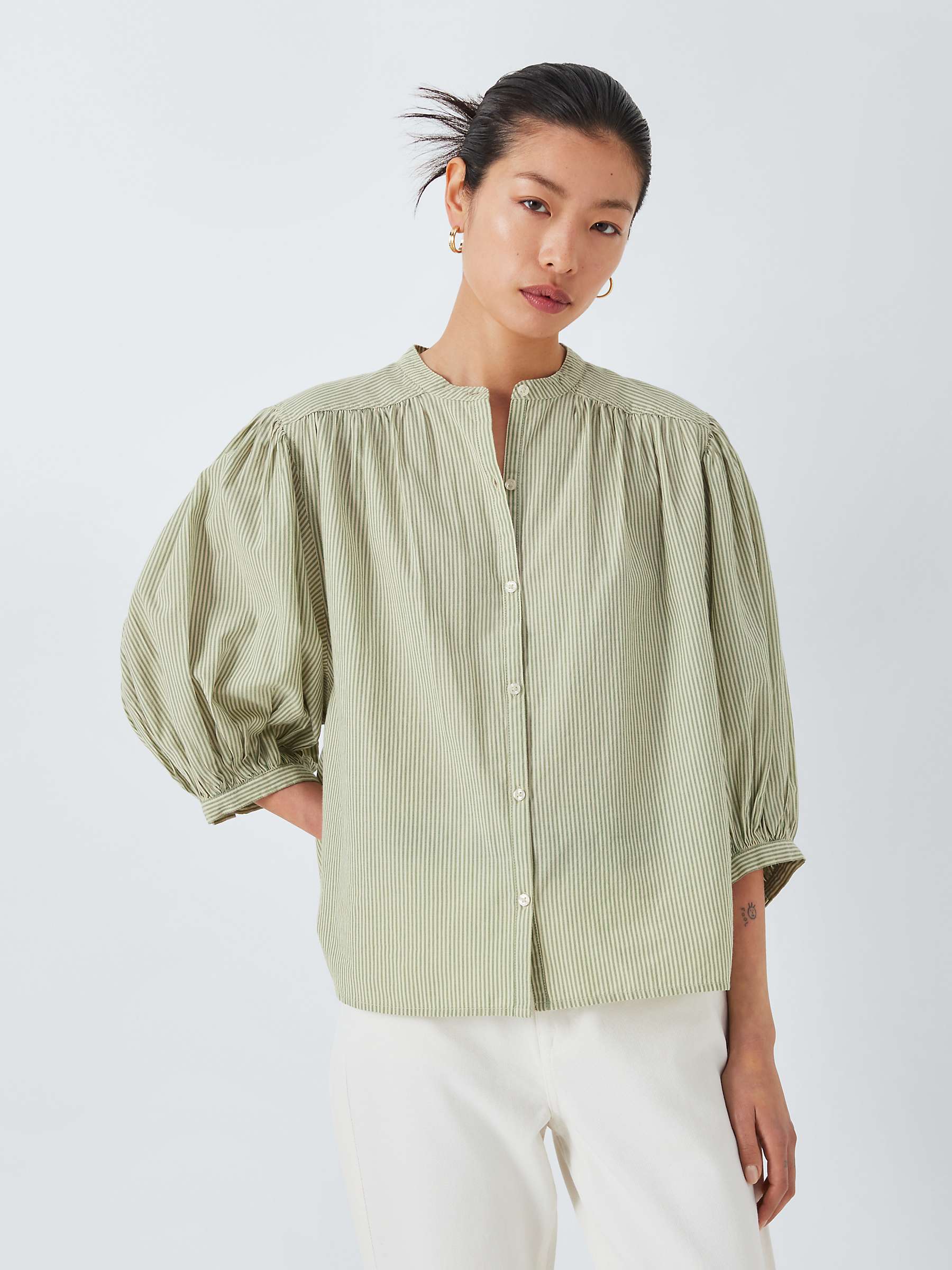 Buy AND/OR Kate Stripe Blouse, Green Online at johnlewis.com