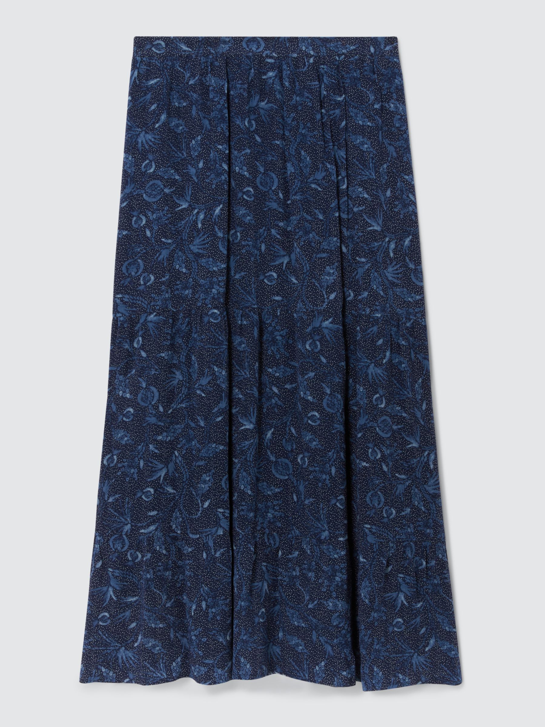 AND/OR Shibori Francesca Tiered Floral Midi Skirt, Blue, 12