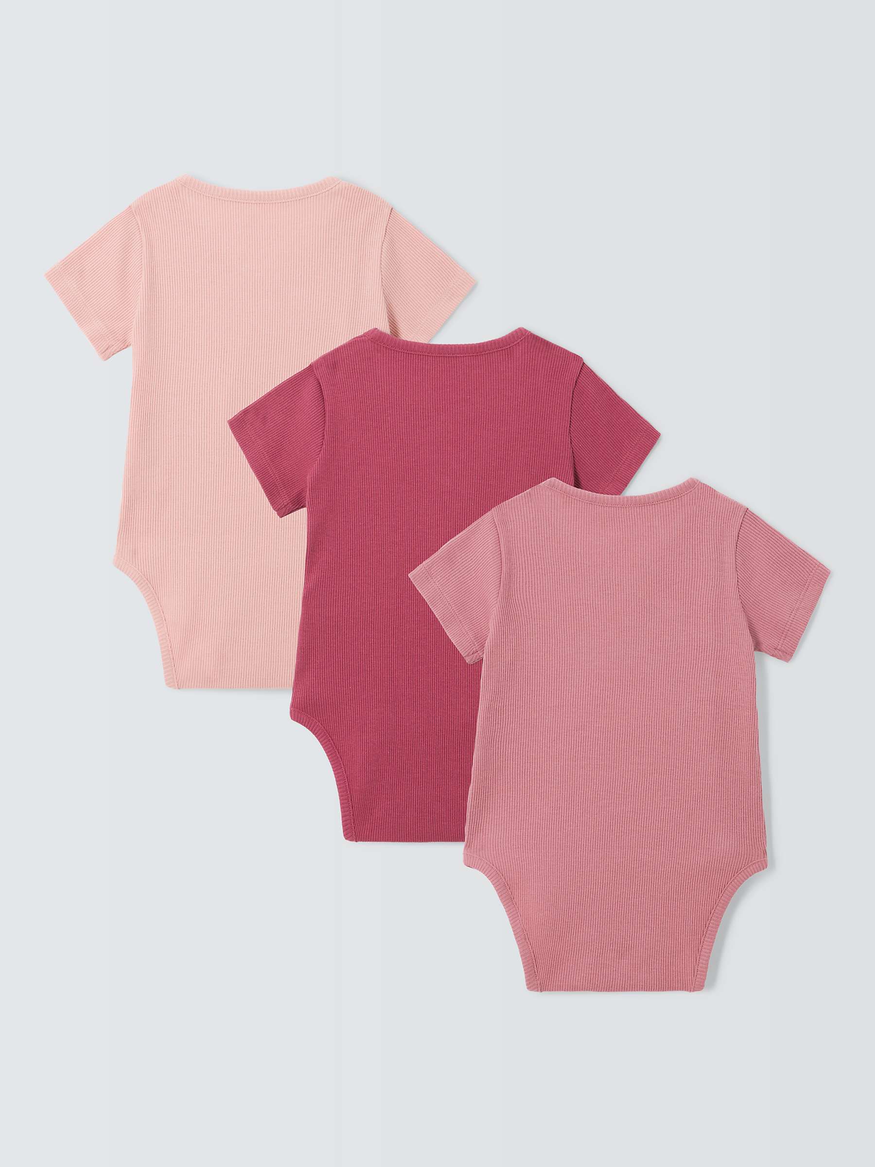 Buy John Lewis Baby Wrap Over Ribbed Bodysuit, Pack of 3, Pink Online at johnlewis.com