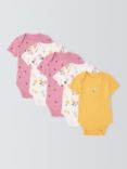 John Lewis Baby Flora Print Bodysuit, Pack of 5, Multi