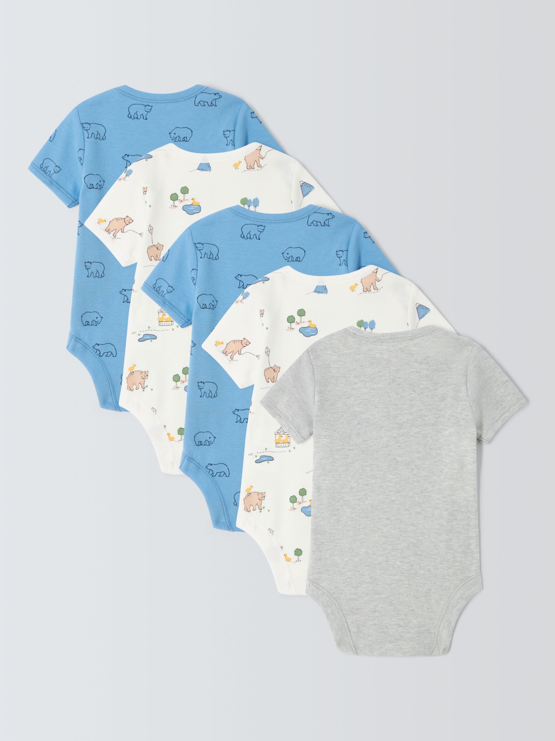 Buy John Lewis Baby Bear Print Bodysuit, Pack of 5, Multi Online at johnlewis.com