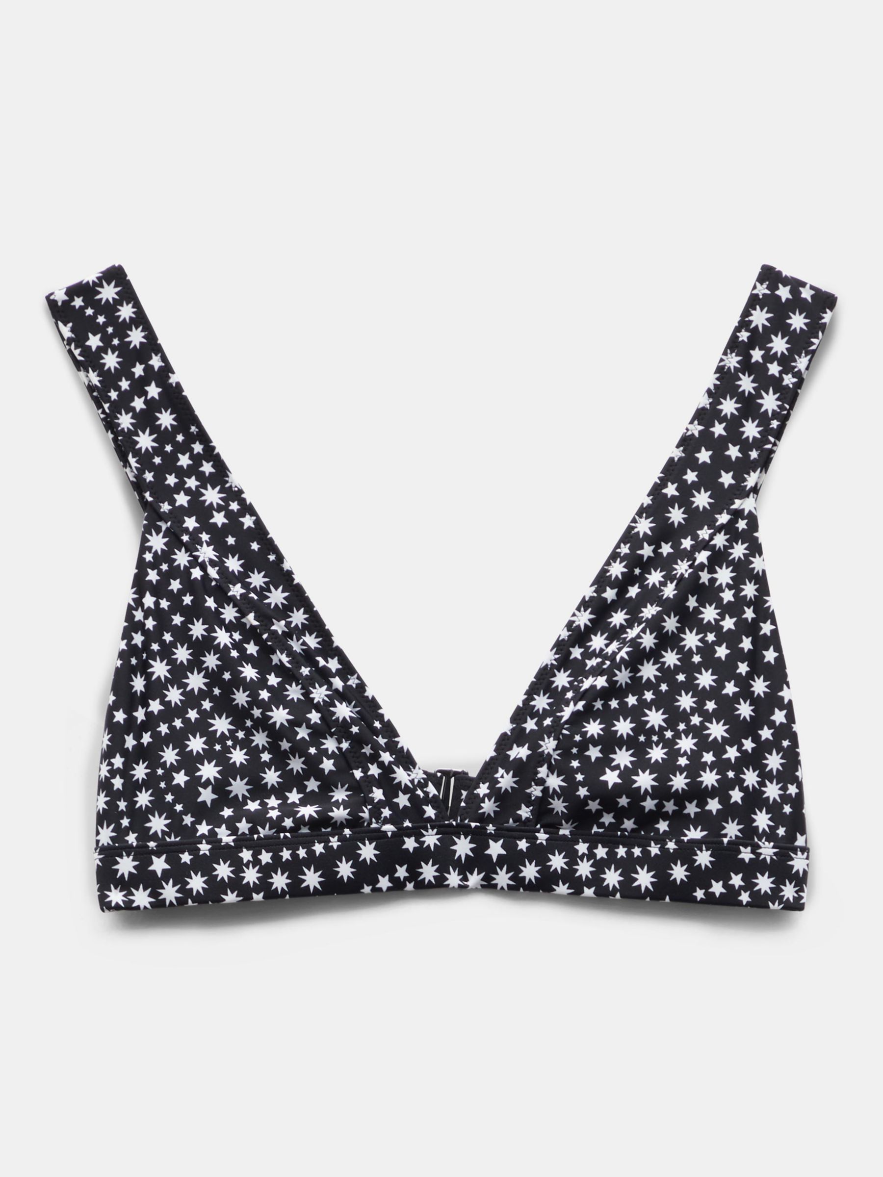 HUSH Holly Star Print Bikini Top, Black/White, 14