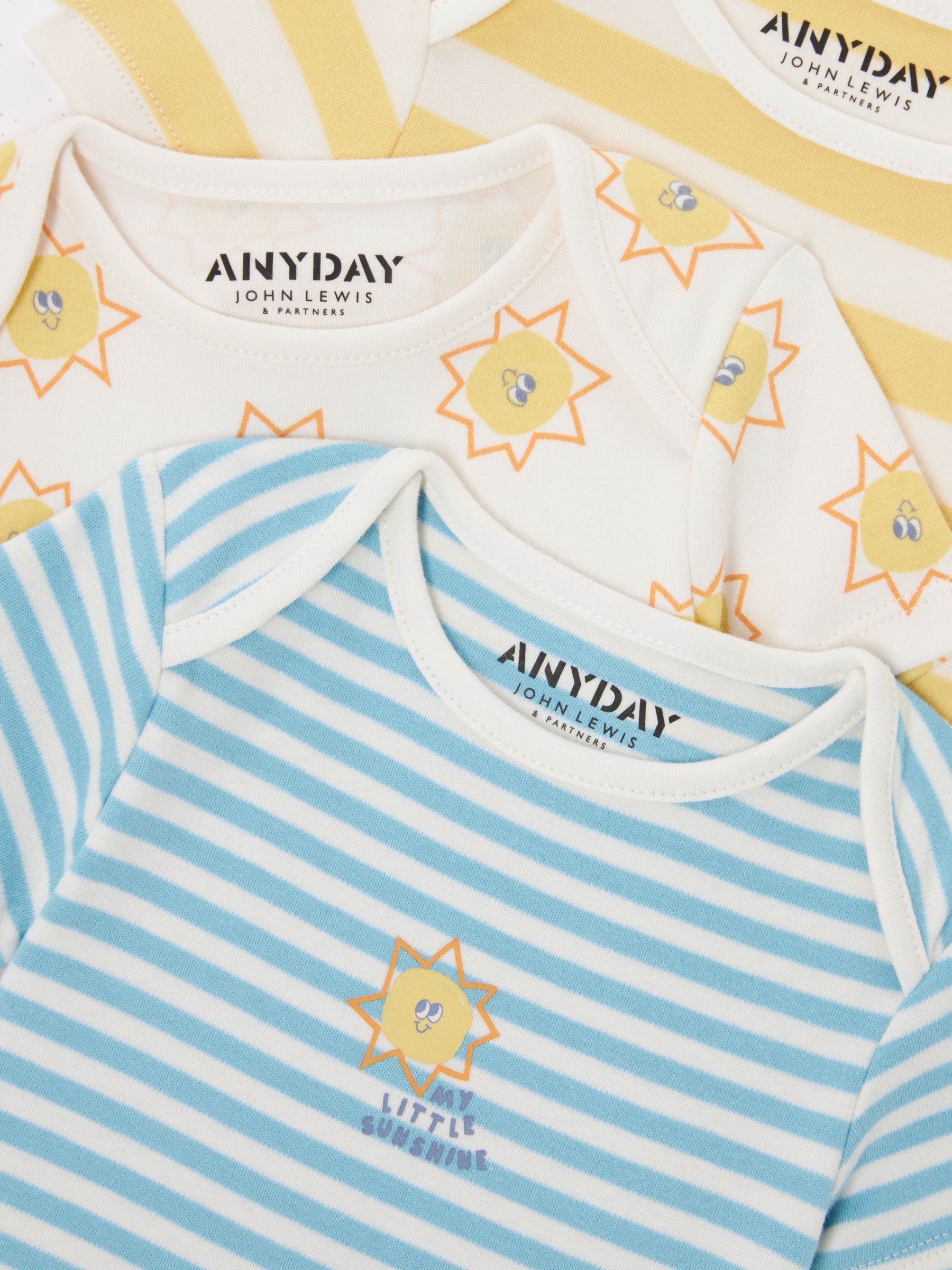 John Lewis ANYDAY Baby Printed Bodysuit, Pack of 3, Multi, 6-9 months