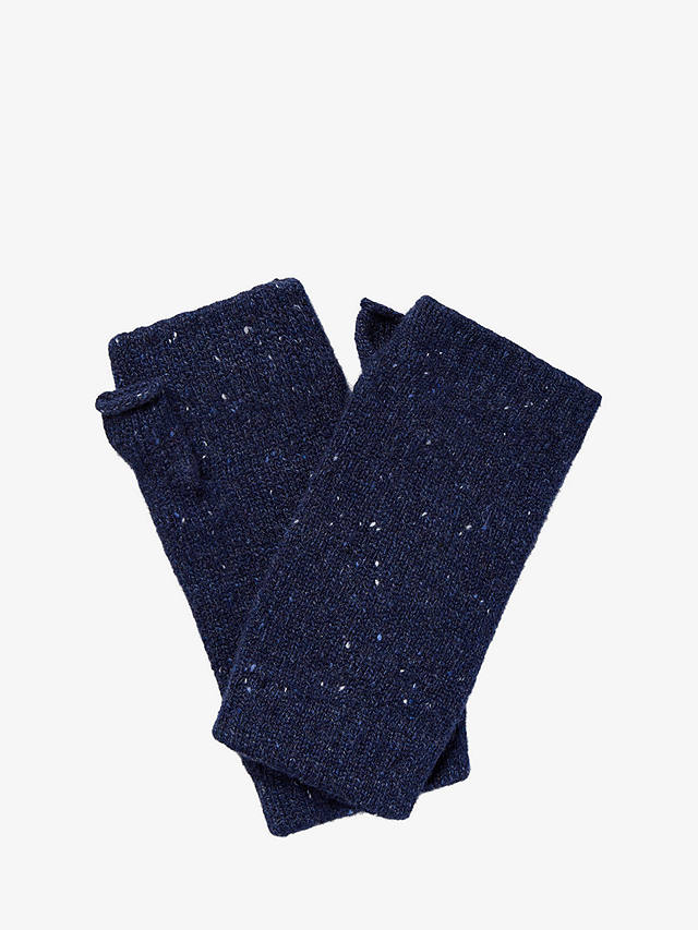 Brora Cashmere Donegal Wristwarmers, French Navy