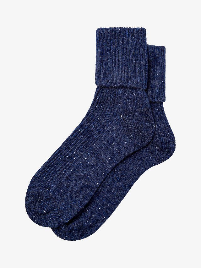 Brora Donegal Cashmere Blend Socks, French Navy