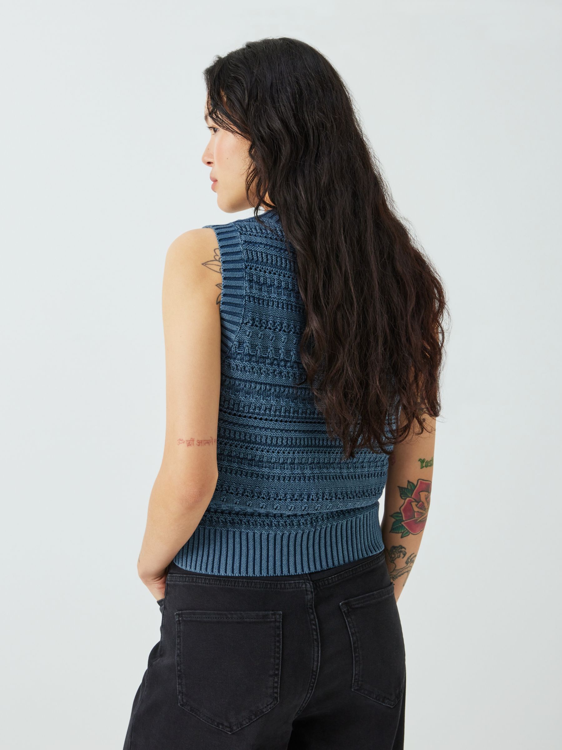 Buy AND/OR Allie Knit Stripe Tank Top, Denim Blue Online at johnlewis.com
