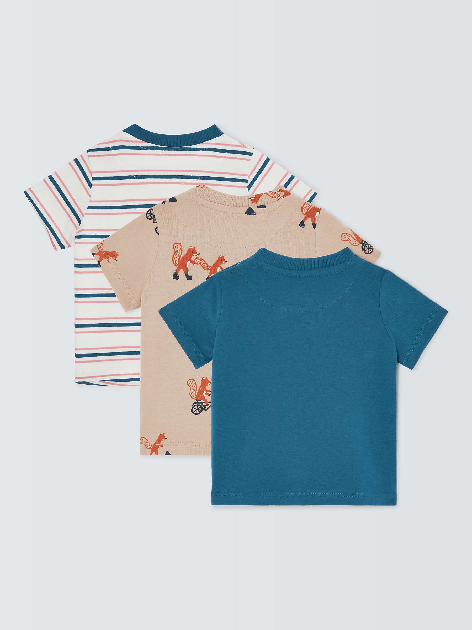 Buy John Lewis Baby Squirrel Stripe T-Shirt, Pack of 3, Multi Online at johnlewis.com
