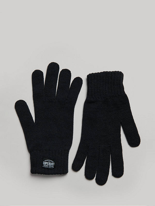 Superdry Classic Knitted Gloves, New Jet Black