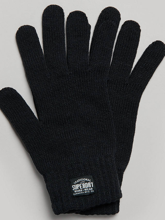Superdry Classic Knitted Gloves, New Jet Black