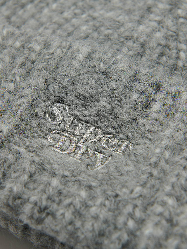 Superdry Rib Knit Beanie Hat, Grey Marl at John Lewis & Partners