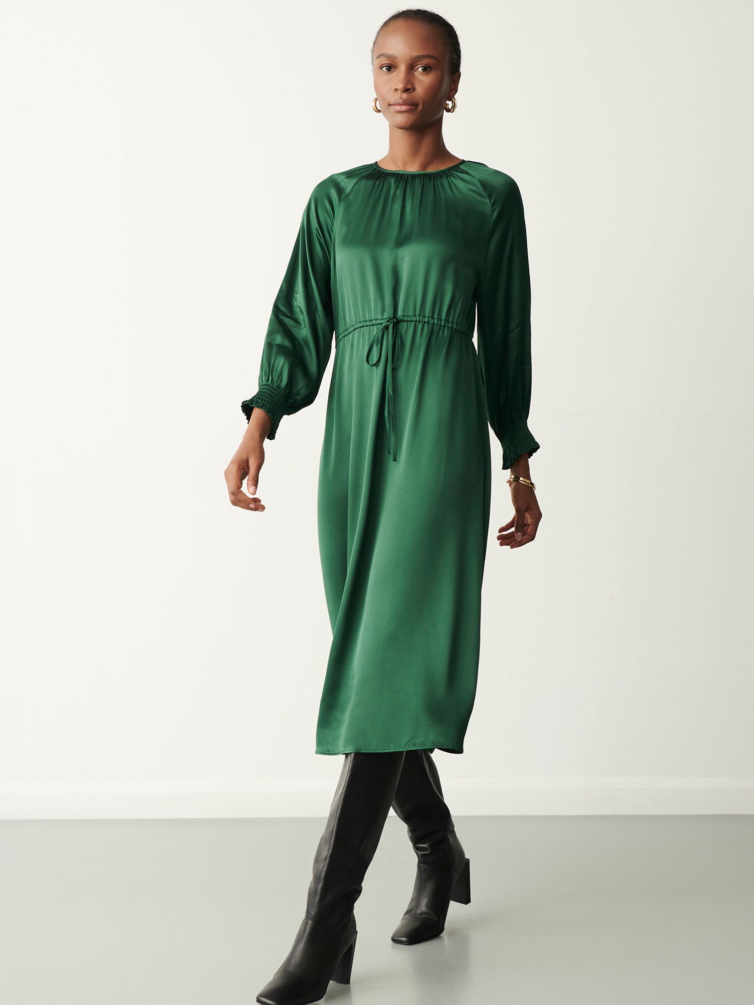 Finery Florian Midi Dress, Green at John Lewis & Partners