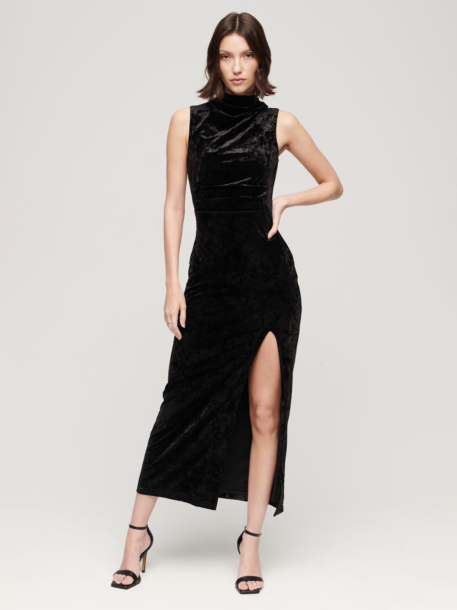Superdry Velvet Maxi Dress, Black at John Lewis & Partners