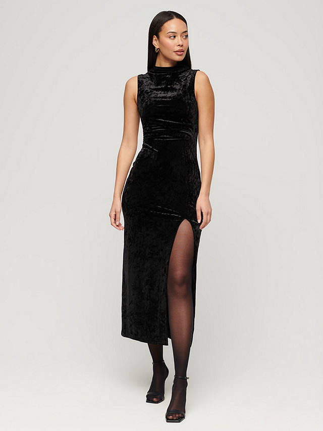Superdry Velvet Maxi Dress, Black