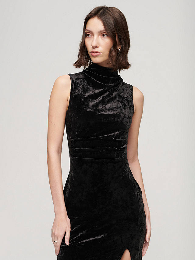Superdry Velvet Maxi Dress, Black