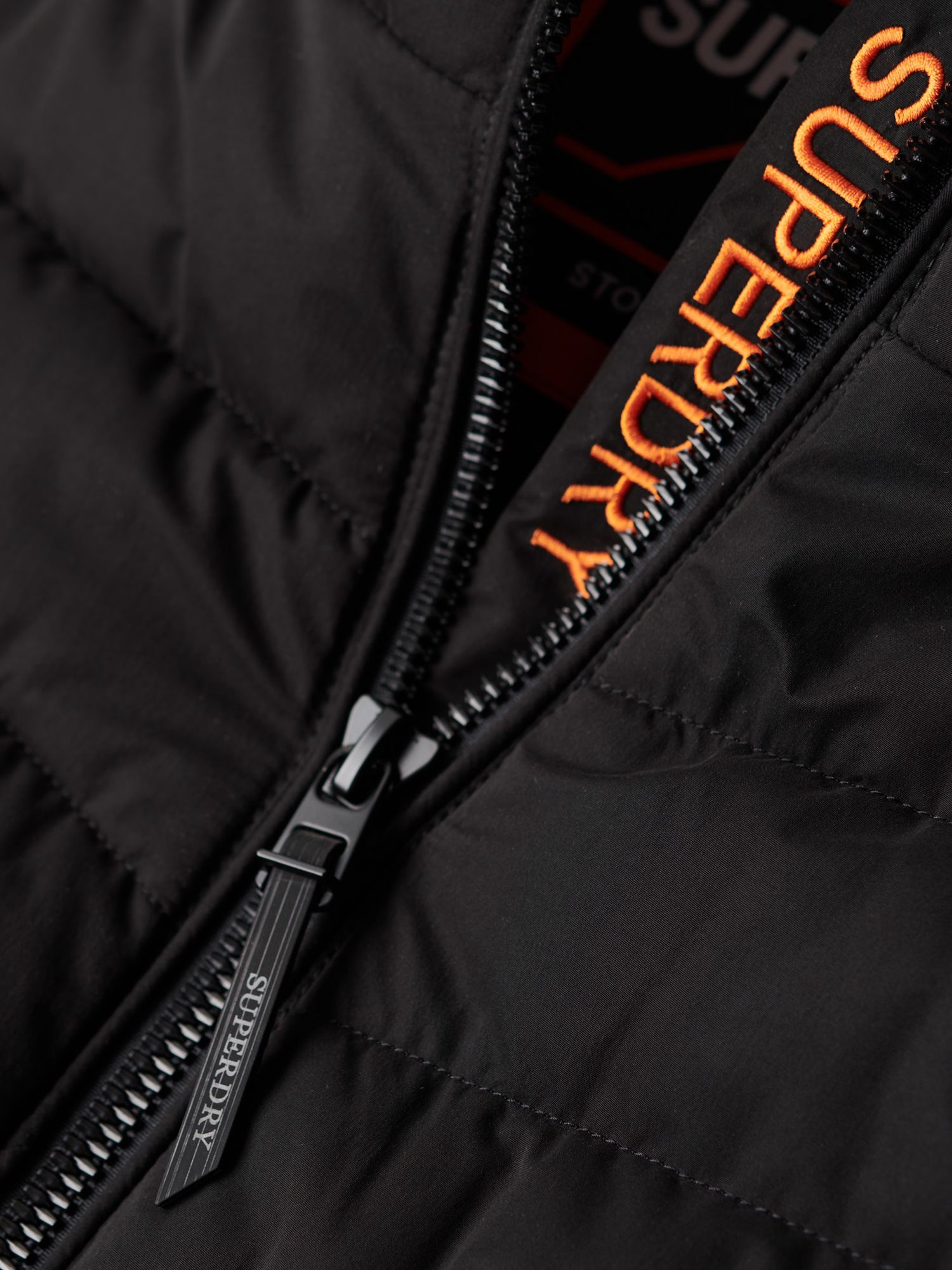 Superdry Hooded Storm Hybrid Padded Jacket, Black at John Lewis & Partners