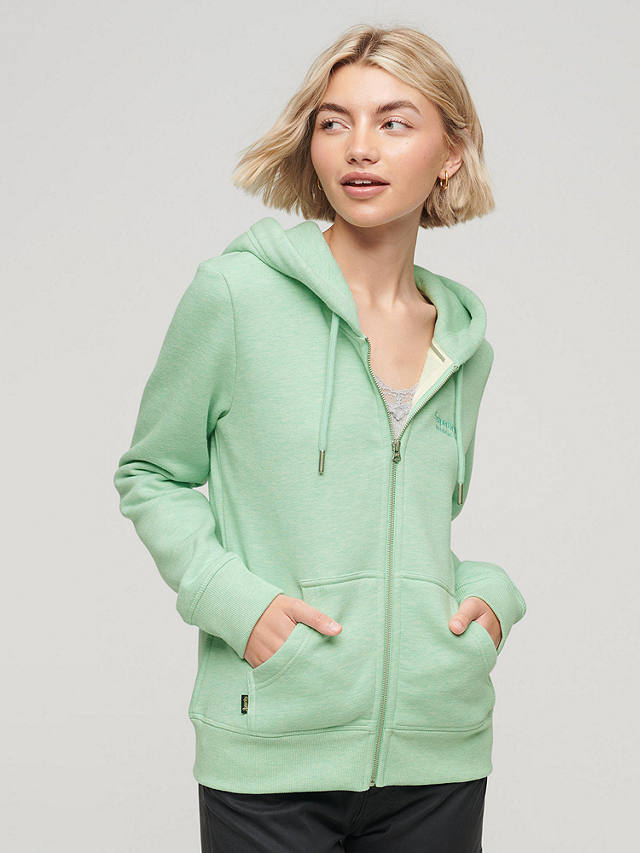 Superdry Essential Logo Zip Hoodie, Minted Green Marl