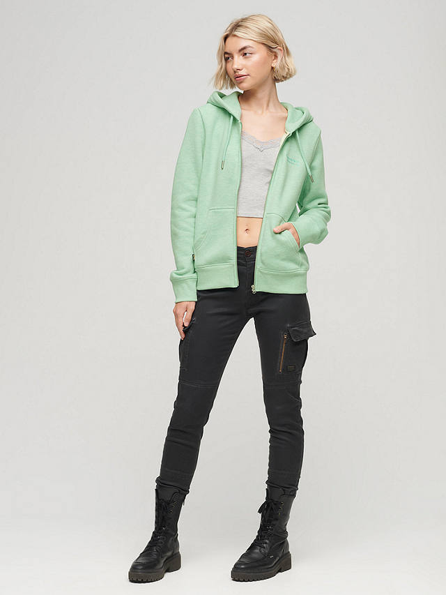 Superdry Essential Logo Zip Hoodie, Minted Green Marl