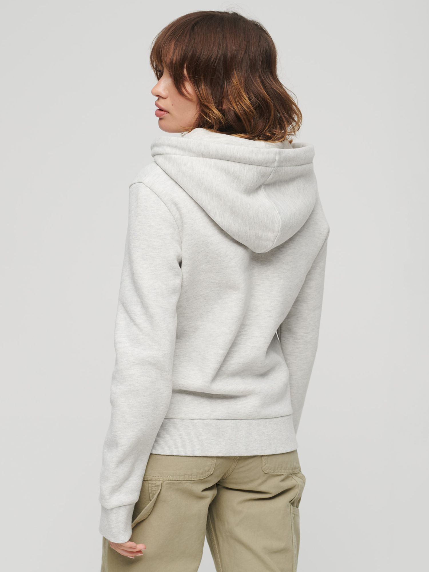 Superdry Scripted College Graphic Hoodie, Glacier Grey Marl at