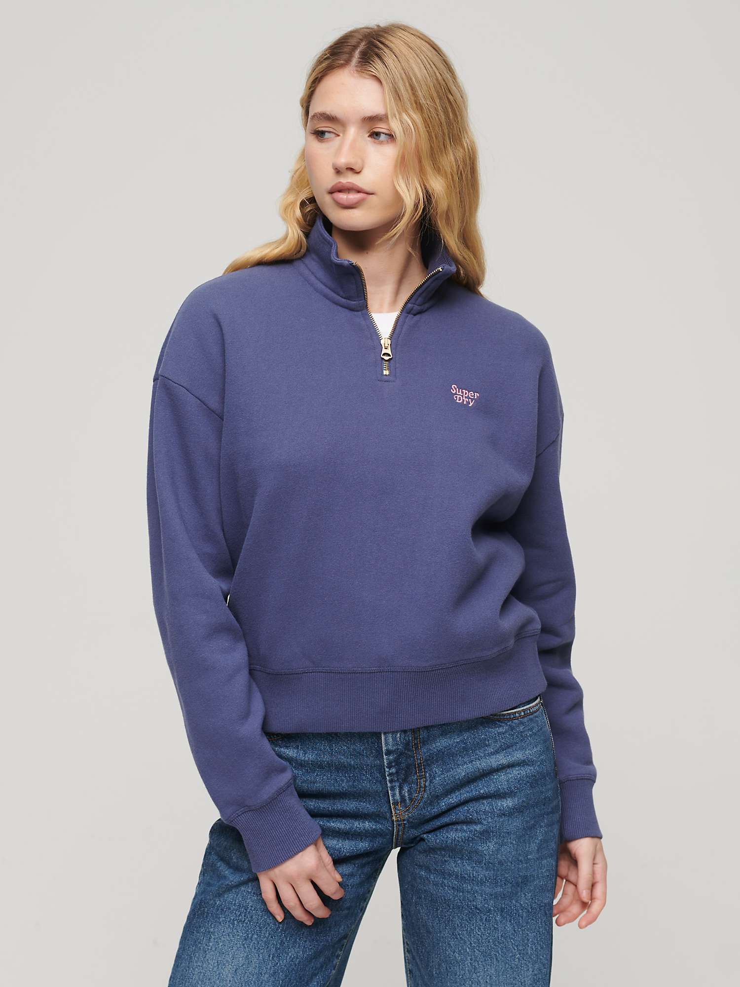 Buy Superdry Essential Half Zip Sweatshirt, Mariner Navy Online at johnlewis.com