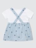 John Lewis Baby Star Print Pinafore & T-Shirt Set, Blue/White