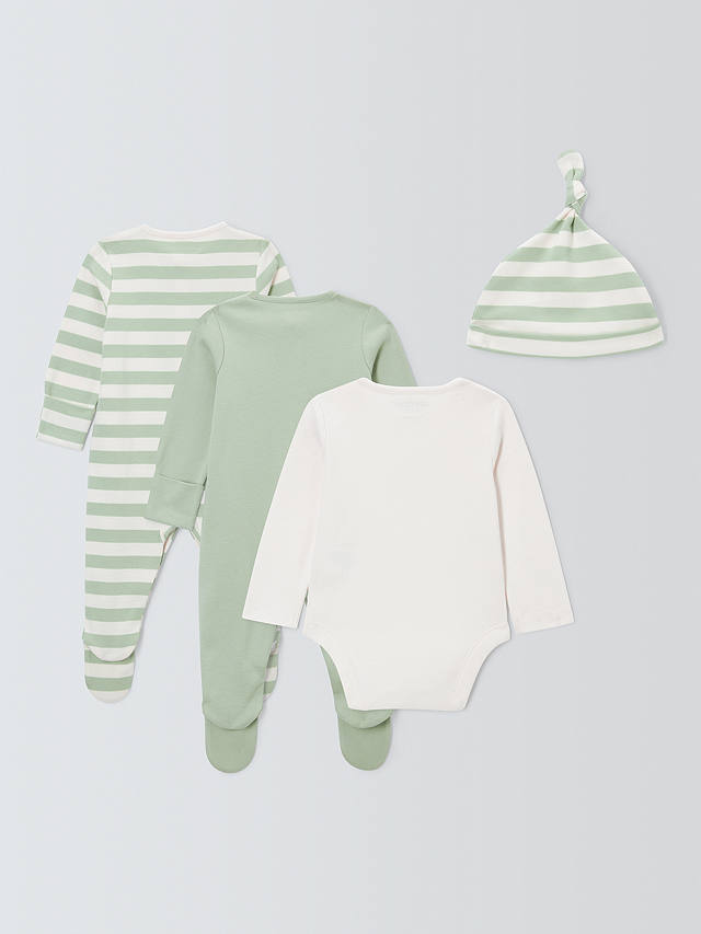 John Lewis ANYDAY Baby Sleepsuit, Bodysuit and Hat Set, Green